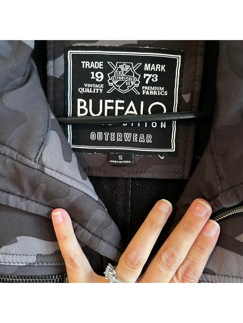 David Bitton Buffalo Camo Moto Jacket Men's Front Zipped Lined Small Bomber